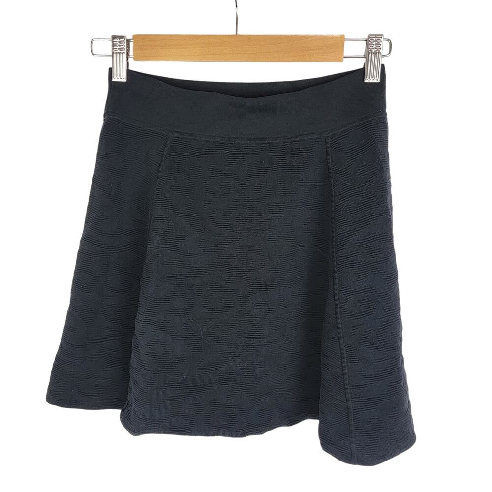 Theory Doreen B Mega Jacquard Textured Skater Skirt Black S